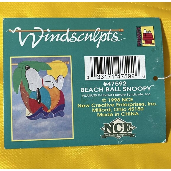 Vintage Snoopy Beach Ball Flag 1998 Windsculpts Large Summer Outdoor Peanuts NEW - Picture 10 of 11